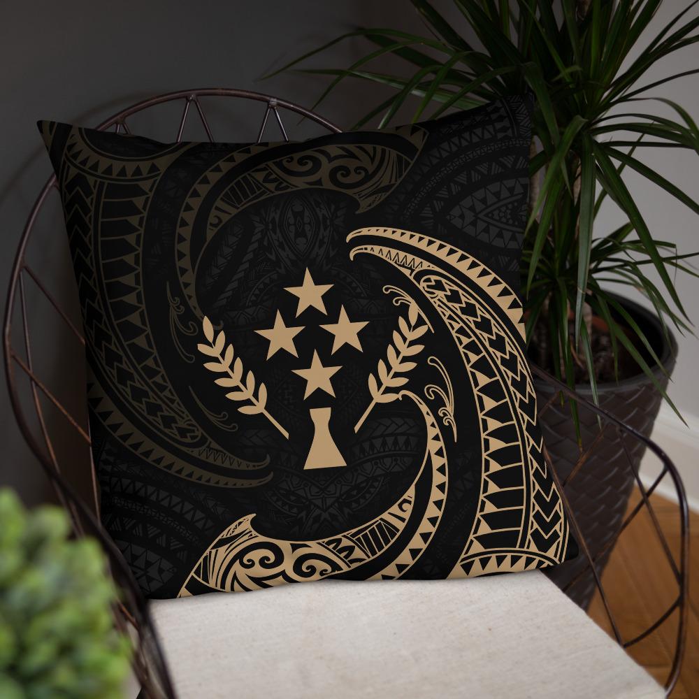Kosrae Micronesia Basic Pillow - Gold Tribal Wave - Polynesian Pride