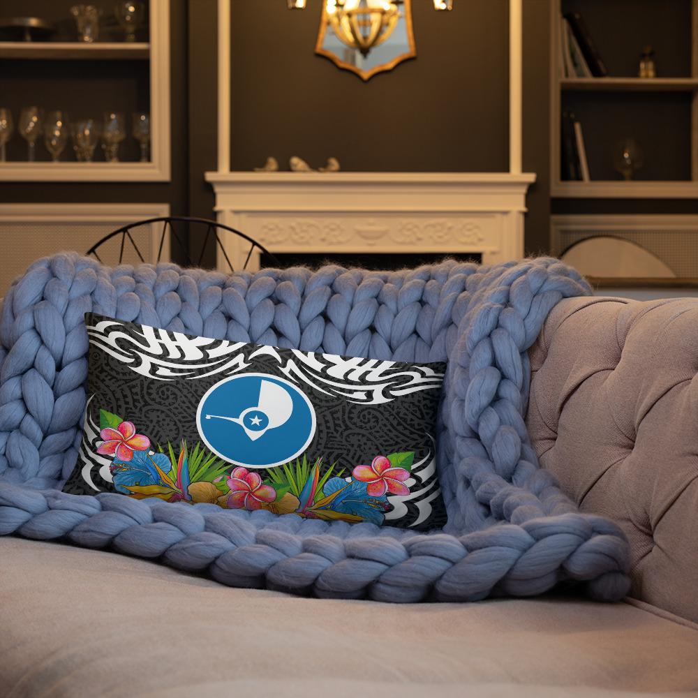 Yap State Pillow - Coat Of Arms With Tropical Flowers - Polynesian Pride