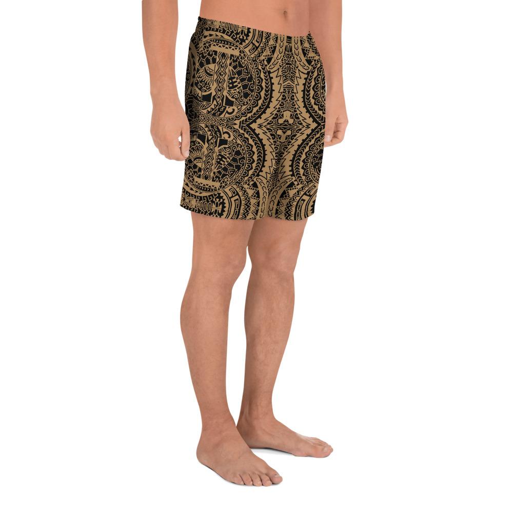 Polynesian Symmetry Gold Men's Athletic Long Shorts - Polynesian Pride