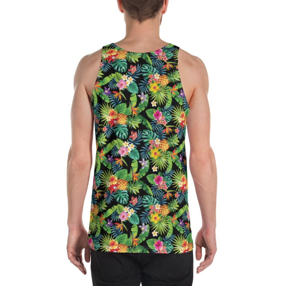 Tropical Pattern With Pineapples, Palm Leaves And Flowers. Hawaii Men's Tank Top AH - Polynesian Pride