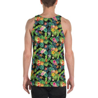 Tropical Pattern With Pineapples, Palm Leaves And Flowers. Hawaii Men's Tank Top AH - Polynesian Pride