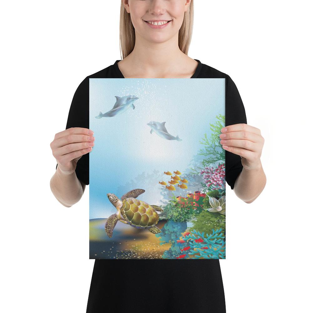 Ocean Cartoon Canvas 12x16 Canvas White - Polynesian Pride