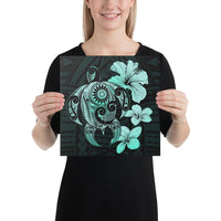 Hibiscus Plumeria Mix Polynesian Turtle Turquoise Canvas 12x12 Canvas Turquoise - Polynesian Pride