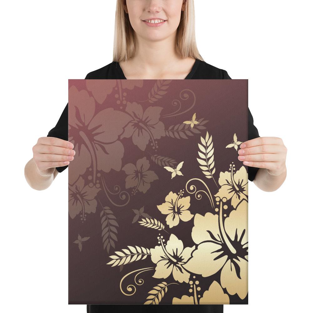 Hibiscus Golden Royal Canvas 16x20 Canvas Gold - Polynesian Pride