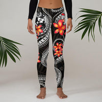 Tonga Polynesian Women Legging - White Plumeria - Polynesian Pride