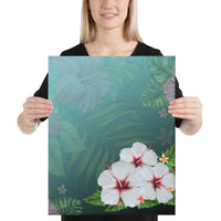 Hibiscus White Flower Gleeful Canvas 16x20 Canvas White - Polynesian Pride