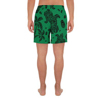 Polynesian Turtle Palm And Sea Pebbles Green Men's Athletic Long Shorts - Polynesian Pride
