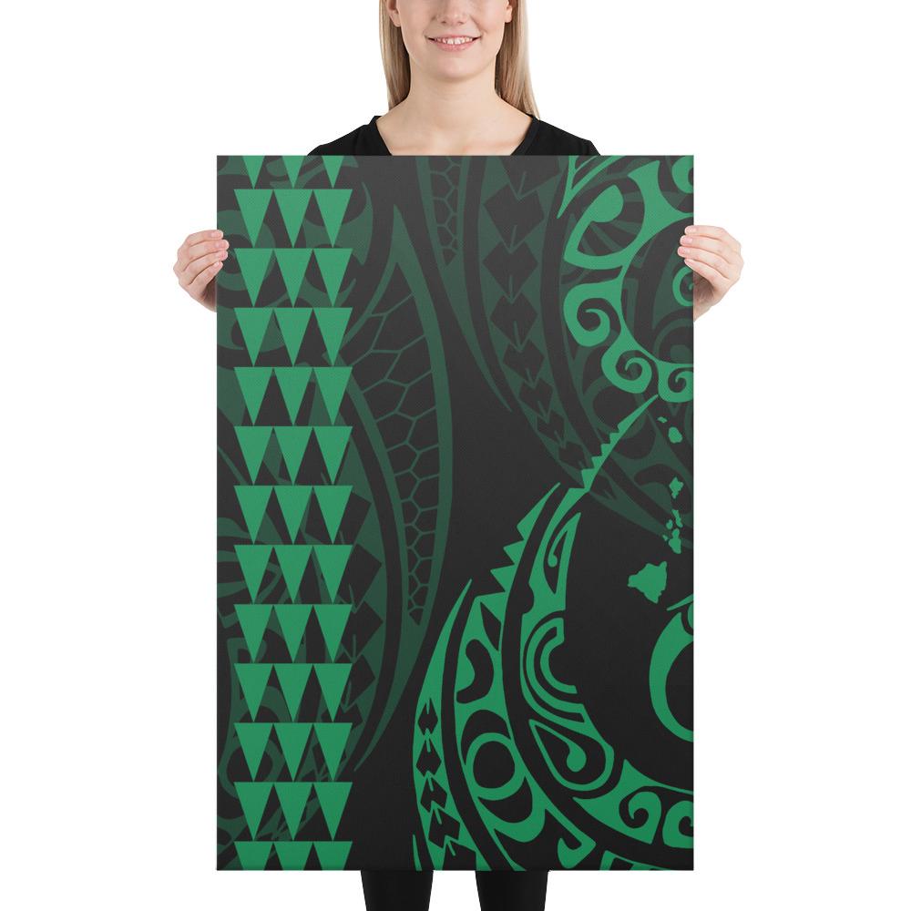 Hawaiian Map Polynesian Canvas Green 24x36 Canvas Green - Polynesian Pride