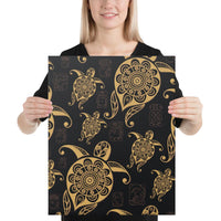 Turtle Pattern Golden Canvas 16x20 Canvas Gold - Polynesian Pride