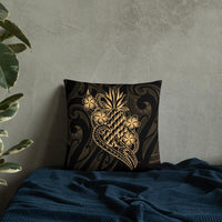 Polynesian Basic Pillow - Gold Pineapple Pillow 18×18 Black - Polynesian Pride