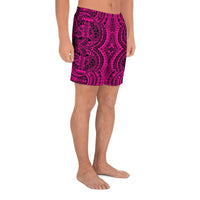 Polynesian Symmetry Pink Men's Athletic Long Shorts - Polynesian Pride