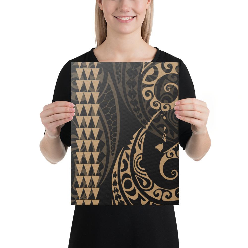 Hawaiian Map Polynesian Canvas Gold 12x16 Canvas Gold - Polynesian Pride