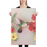 Hibiscus Bird Canvas 24x36 Canvas White - Polynesian Pride