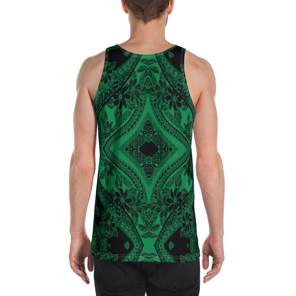 Polynesian Plumeria Mix Green Black - Hawaii Men's Tank Top - Polynesian Pride