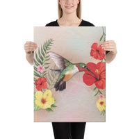 Hibiscus Bird Canvas 18x24 Canvas White - Polynesian Pride