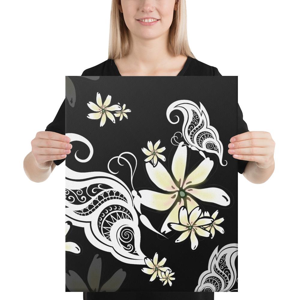 Plumeria Butterfly Canvas 16x20 Canvas White - Polynesian Pride