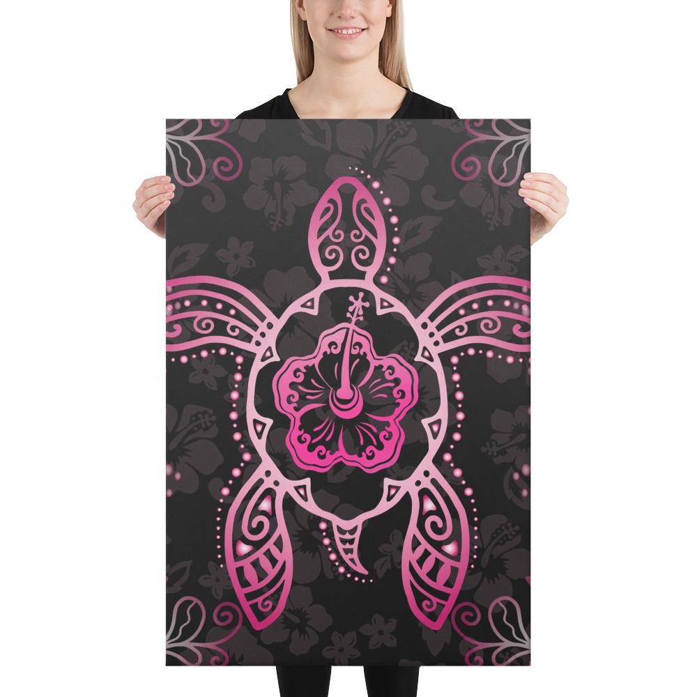 Turtle Hibiscus Pink Canvas 24x36 Canvas Pink - Polynesian Pride