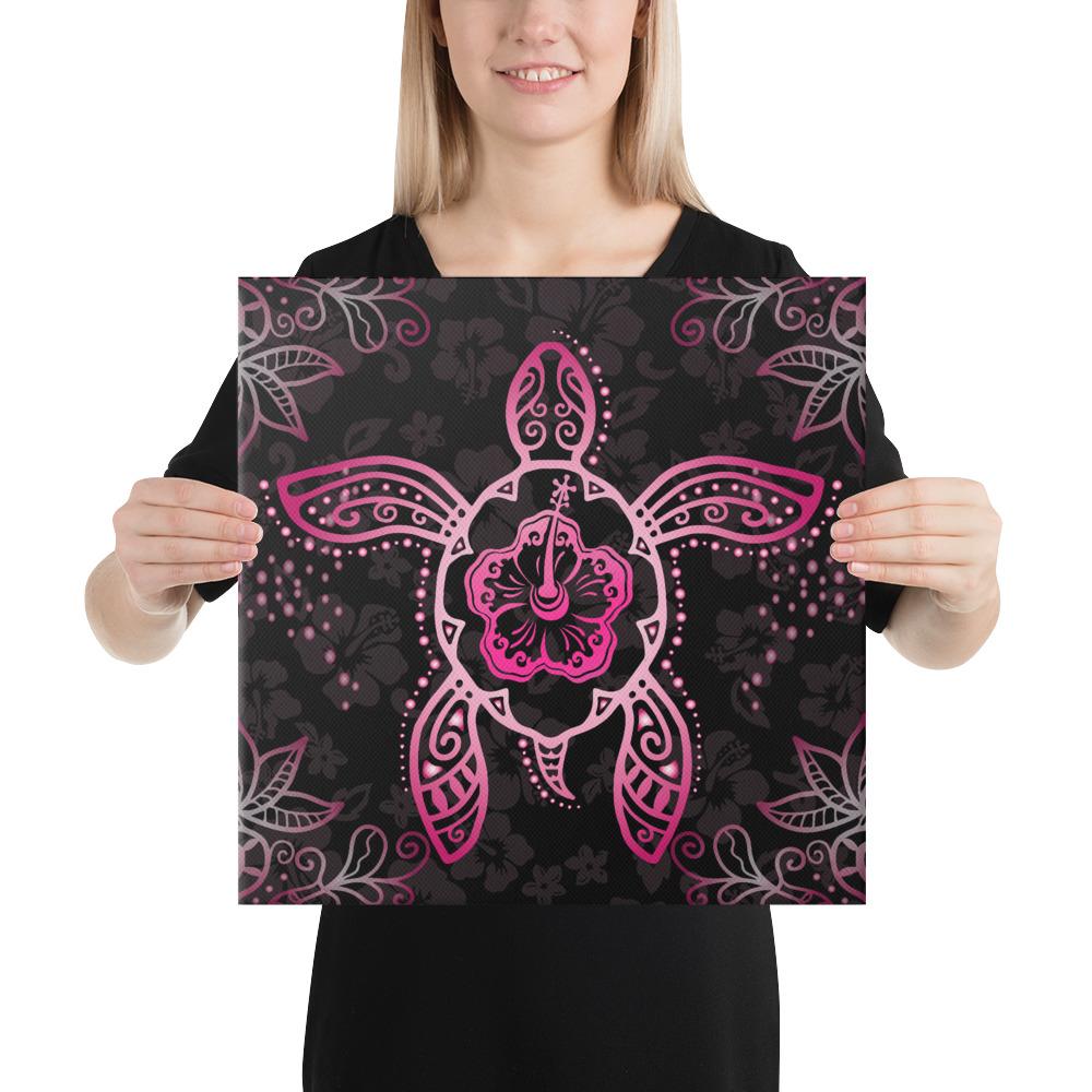 Turtle Hibiscus Pink Canvas 16x16 Canvas Pink - Polynesian Pride