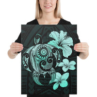 Hibiscus Plumeria Mix Polynesian Turtle Turquoise Canvas 16x20 Canvas Turquoise - Polynesian Pride