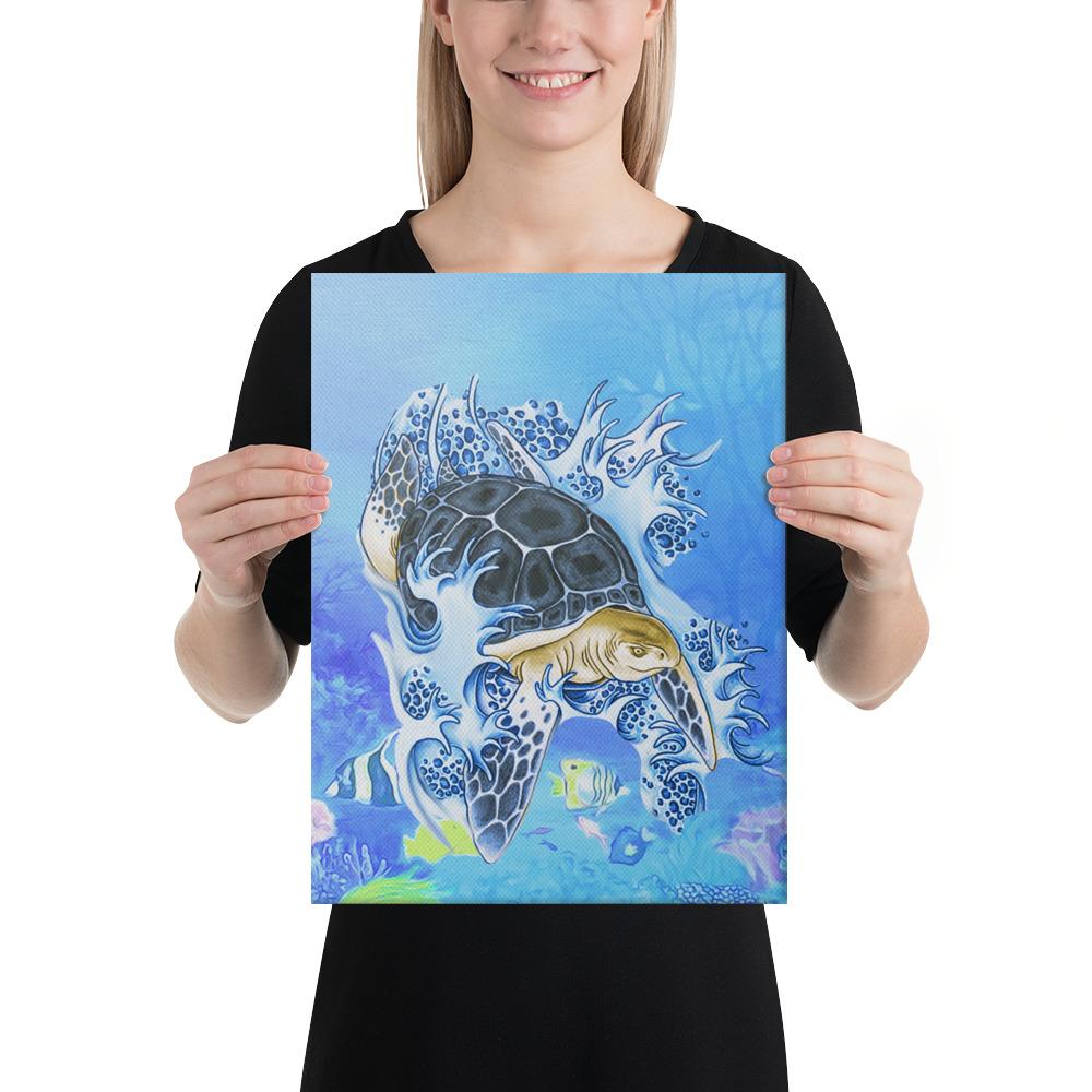Turtle Cool Canvas 12x16 Canvas White - Polynesian Pride