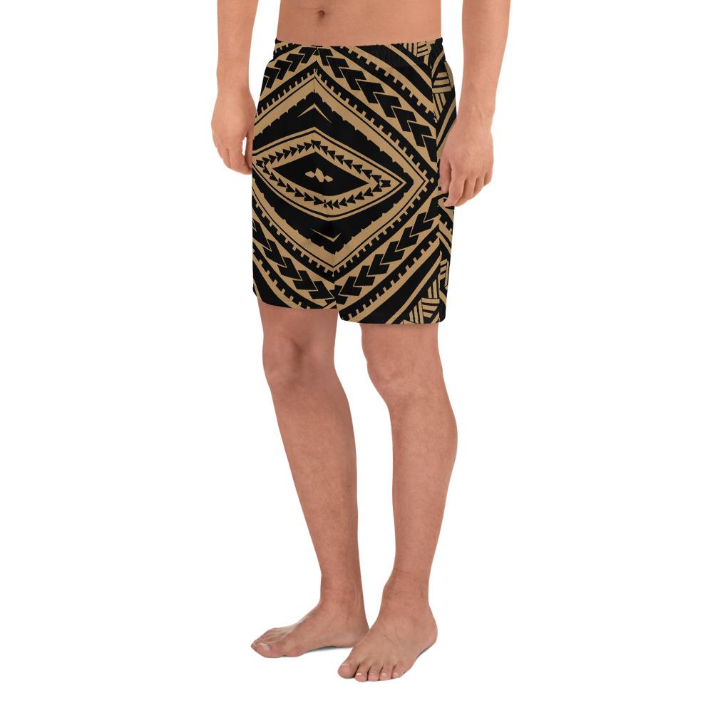 Polynesian Tatau Gold Men's Athletic Long Shorts - Polynesian Pride
