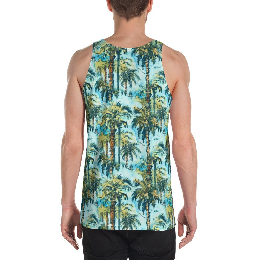 Tropical Palm Trees Blue Hawaii Men's Tank Top AH - Polynesian Pride