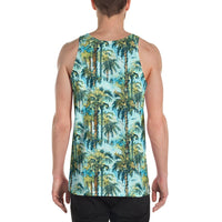 Tropical Palm Trees Blue Hawaii Men's Tank Top AH - Polynesian Pride