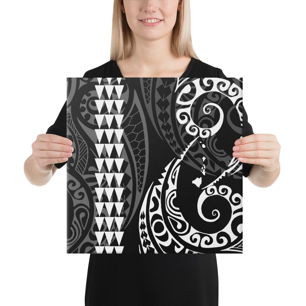 Hawaiian Map Polynesian Canvas White 16x16 Canvas White - Polynesian Pride