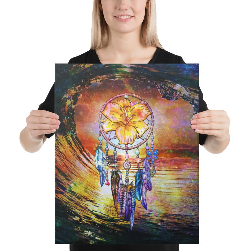 Hibiscus Dreamcatcher Wales Night Canvas 16x20 Canvas White - Polynesian Pride