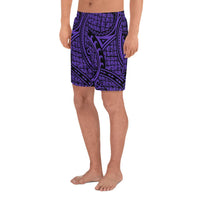 Polynesian Maori Lauhala Violet Men's Athletic Long Shorts - Polynesian Pride
