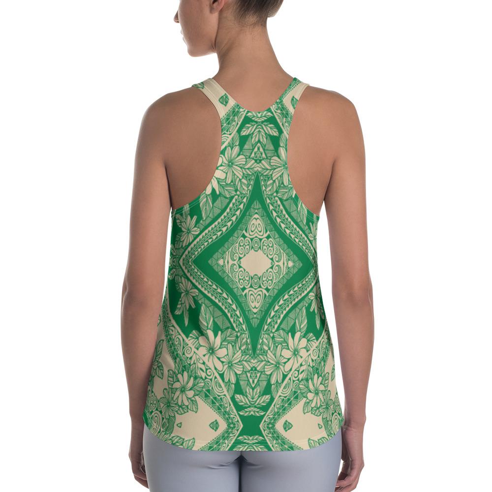 Polynesian Plumeria Mix Green Hawaii Women's Racerback Tank Top - Polynesian Pride