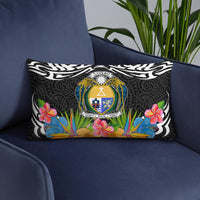 Nauru Pillow - Coat Of Arms With Tropical Flowers - Polynesian Pride