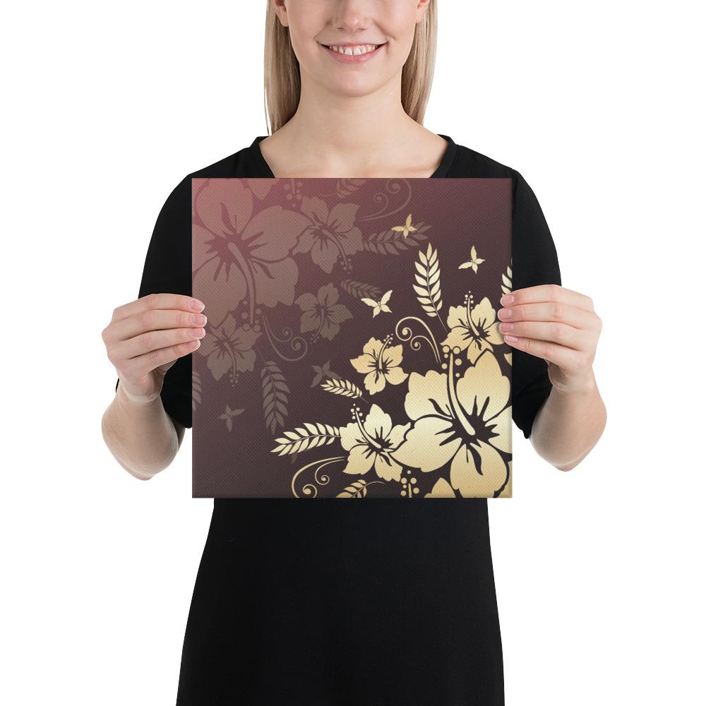 Hibiscus Golden Royal Canvas 12x12 Canvas Gold - Polynesian Pride