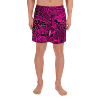 Polynesian Hawaiian Style Tribal Tattoo Pink Men's Athletic Long Shorts Art - Polynesian Pride