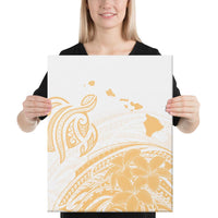 Hawaii Turtle Polynesian Map Plumeria White Background Canvas 16x20 Canvas White - Polynesian Pride