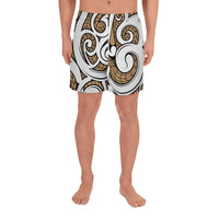Polynesian Maori Ethnic Ornament Gold Men's Athletic Long Shorts Art - Polynesian Pride