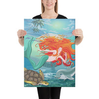 Mermaid And Animal Canvas 18x24 Canvas White - Polynesian Pride
