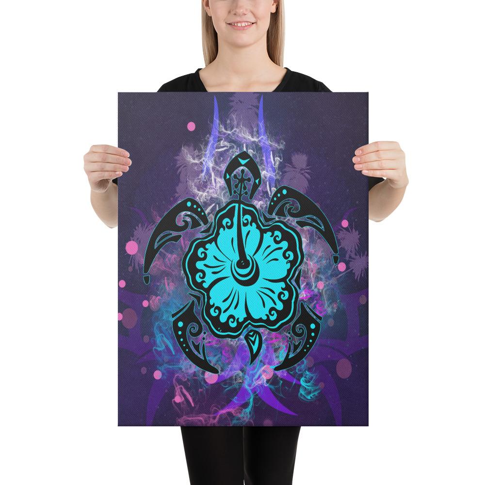 Turtle Hibiscus Galaxy Violet Canvas 18x24 Canvas Violet - Polynesian Pride