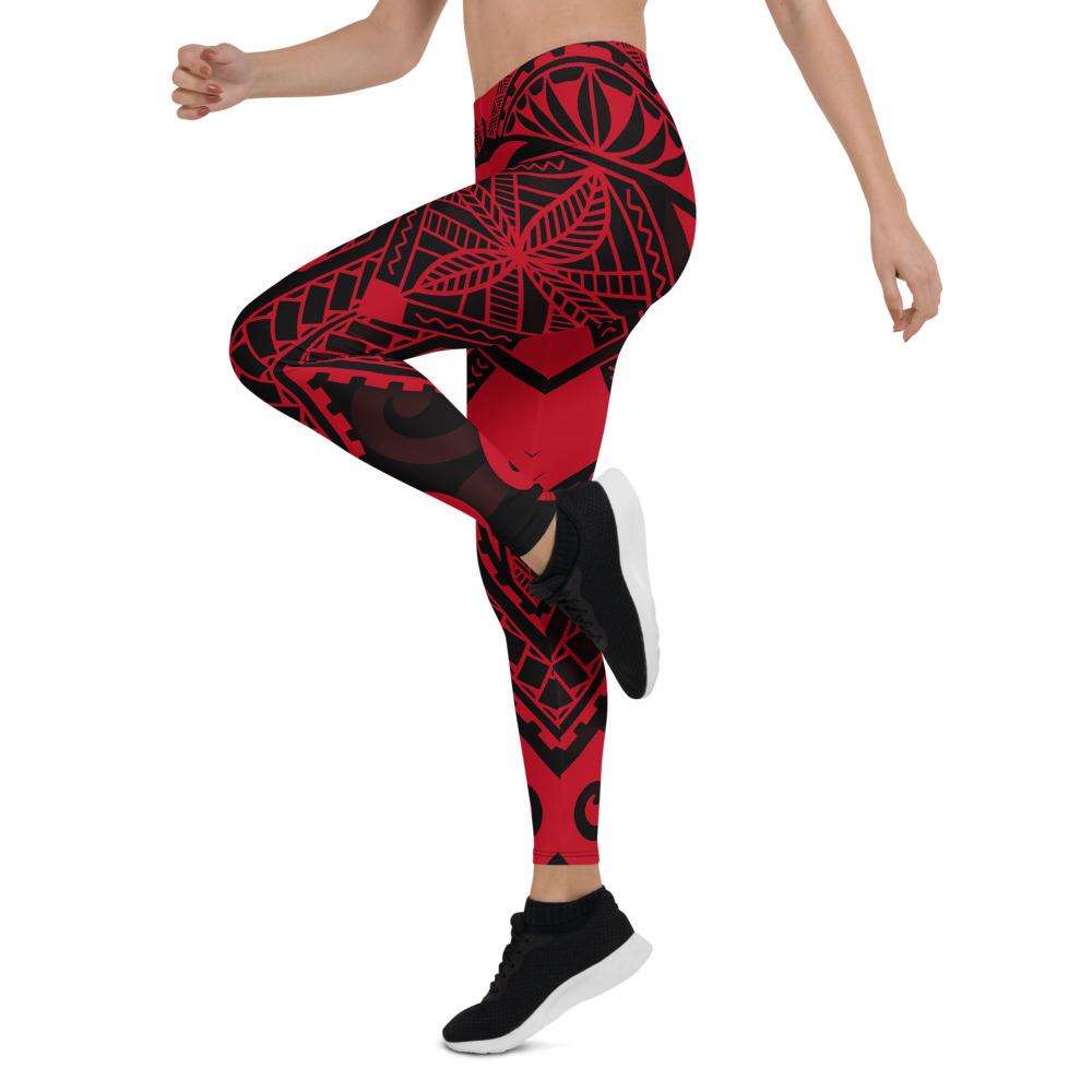 Tonga Polynesian Leggings - Tonga Red Seal with Polynesian tattoo - Polynesian Pride