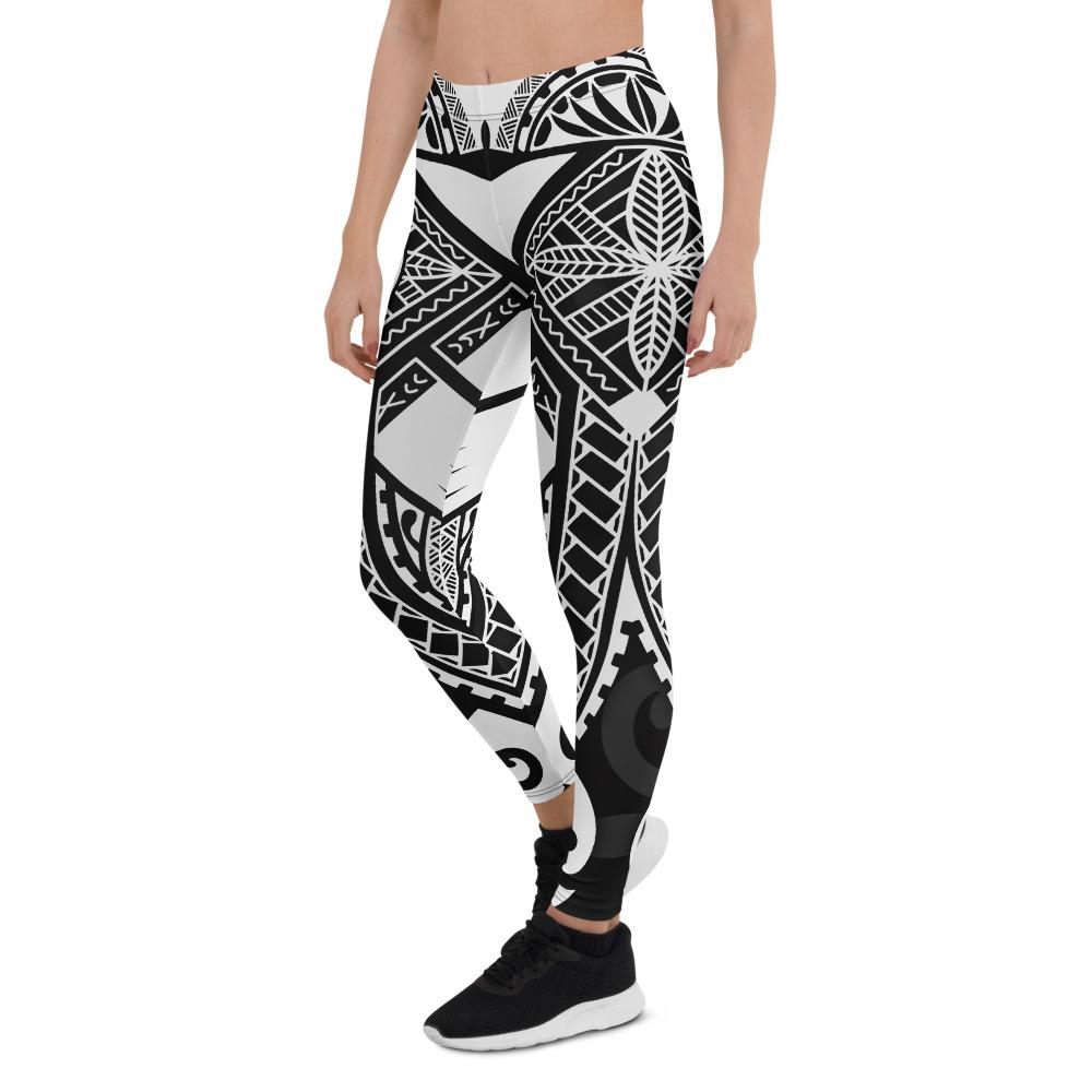 Guam Polynesian Leggings - Guam White Seal with Polynesian Tattoo Ver 01 - Polynesian Pride