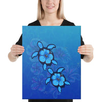 Turtle Hibiscus Ocean Canvas 16x20 Canvas White - Polynesian Pride