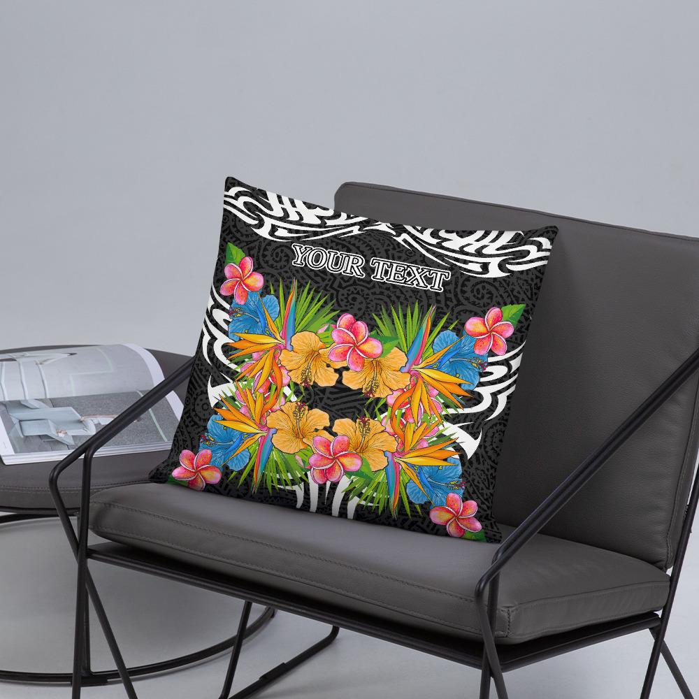 Tribal Pattern Custom Pillow - Tropical Flowers - Polynesian Pride