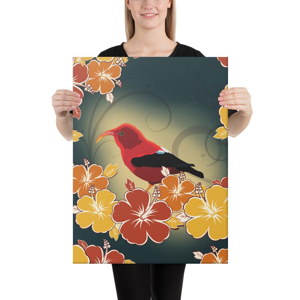 Honeycreeper Hibiscus Canvas 18x24 Canvas White - Polynesian Pride