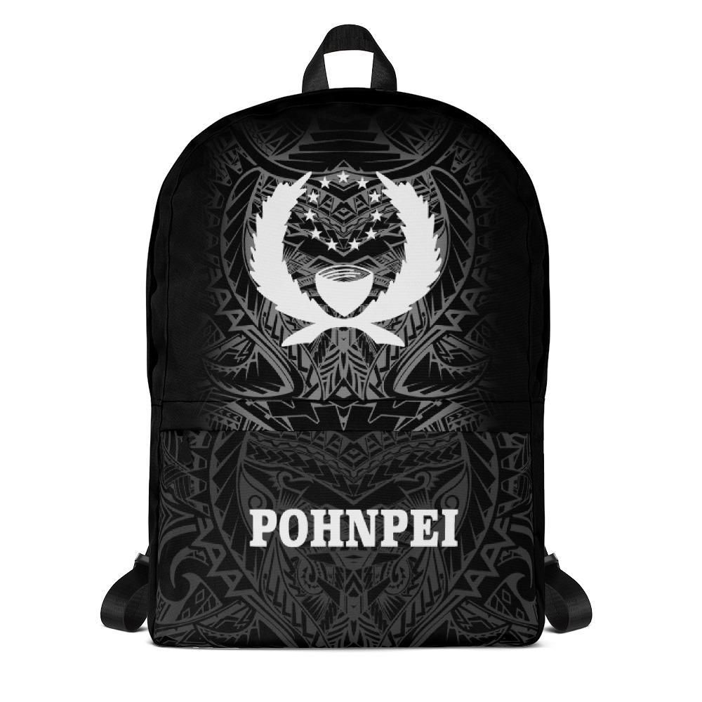 Pohnpei Micronesia Backpack - White Tribal Pattern Black - Polynesian Pride