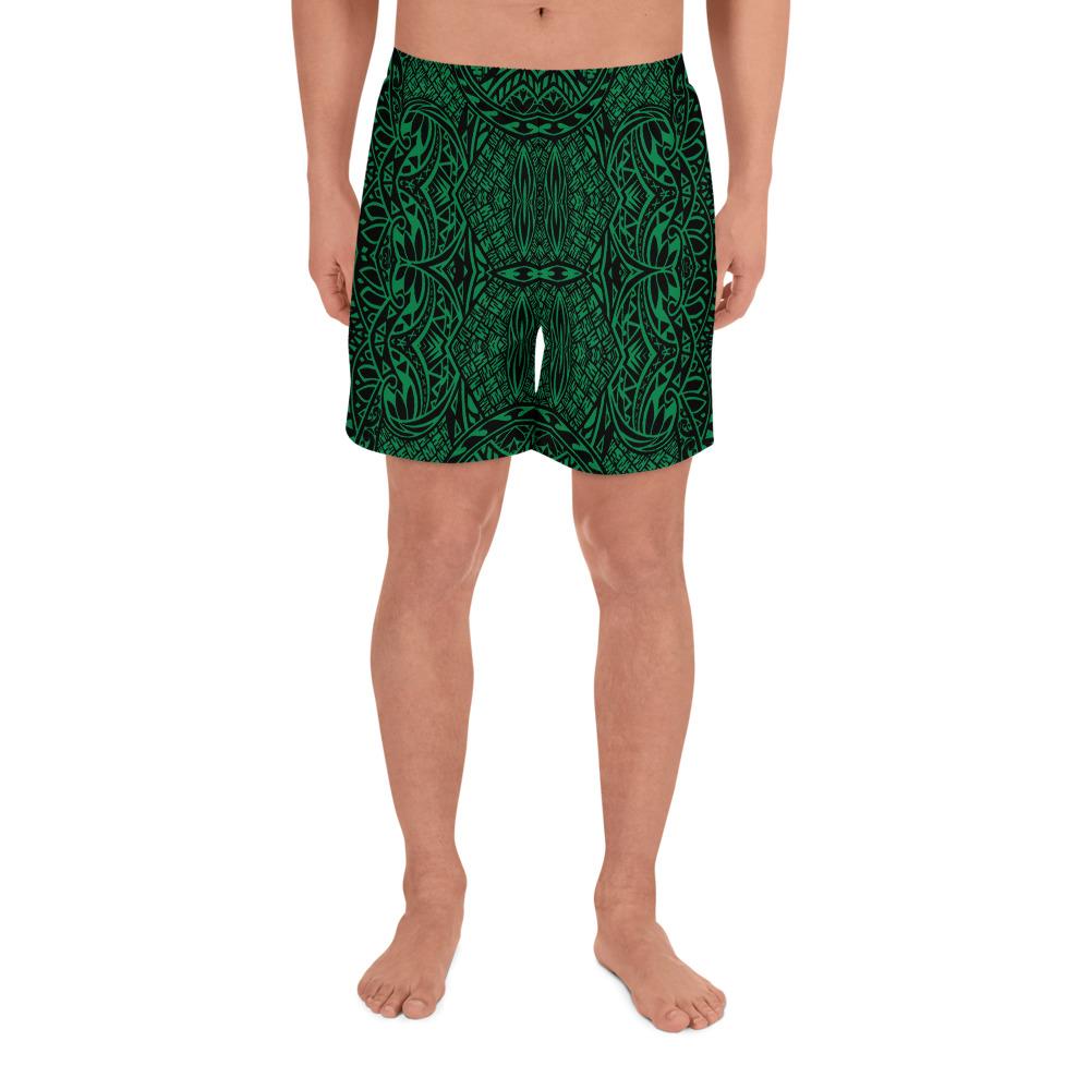 Polynesian Lauhala Mix Green Men's Athletic Long Shorts Art - Polynesian Pride