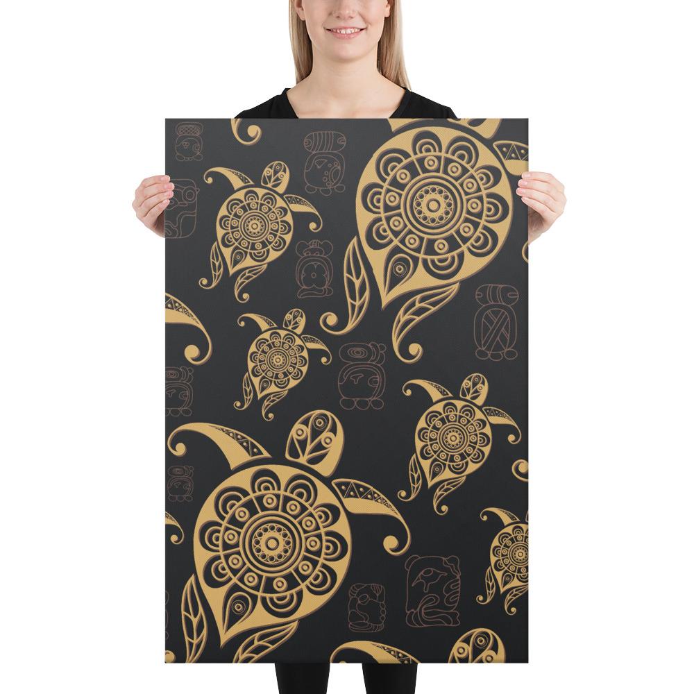 Turtle Pattern Golden Canvas 24x36 Canvas Gold - Polynesian Pride