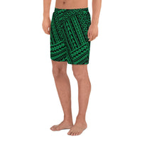 Polynesian Nation Green Men's Athletic Long Shorts - Polynesian Pride