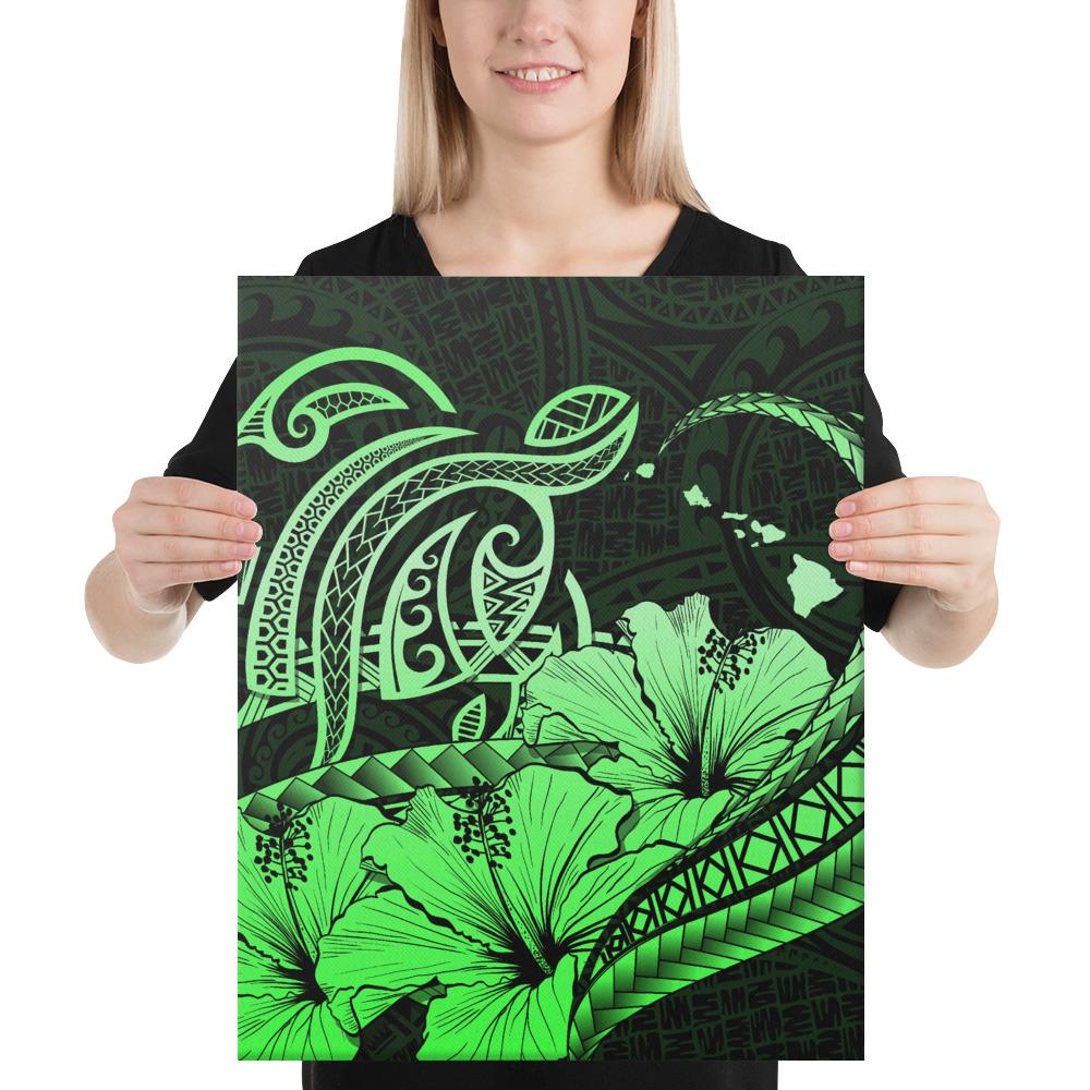 Hawaii Turtle Map Polynesian Green Canvas 16x20 Canvas Green - Polynesian Pride