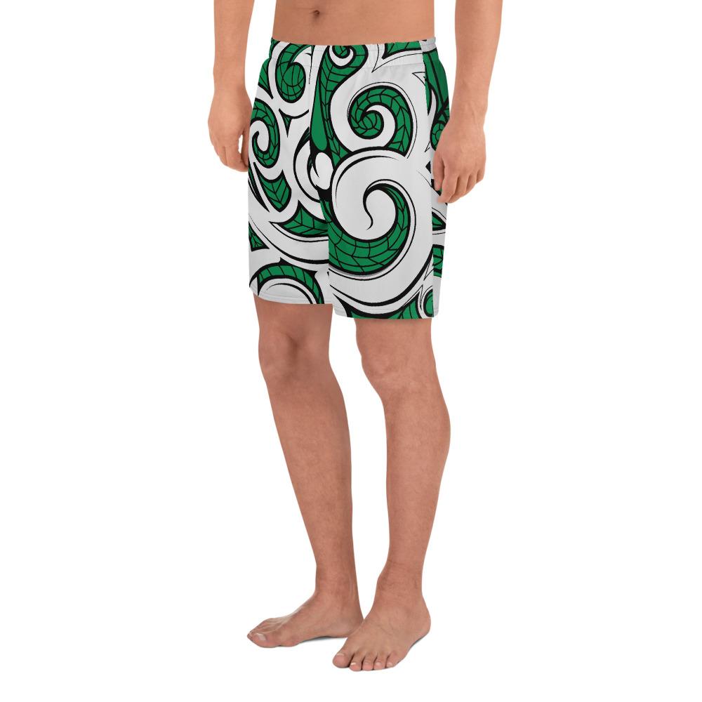 Polynesian Maori Ethnic Ornament Green Men's Athletic Long Shorts - Polynesian Pride