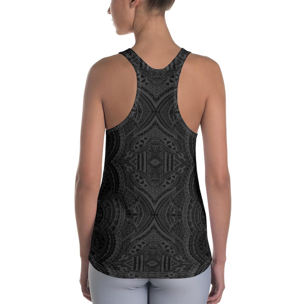 Polynesian Symmetry Gray Hawaii Women's Racerback Tank Top - Polynesian Pride
